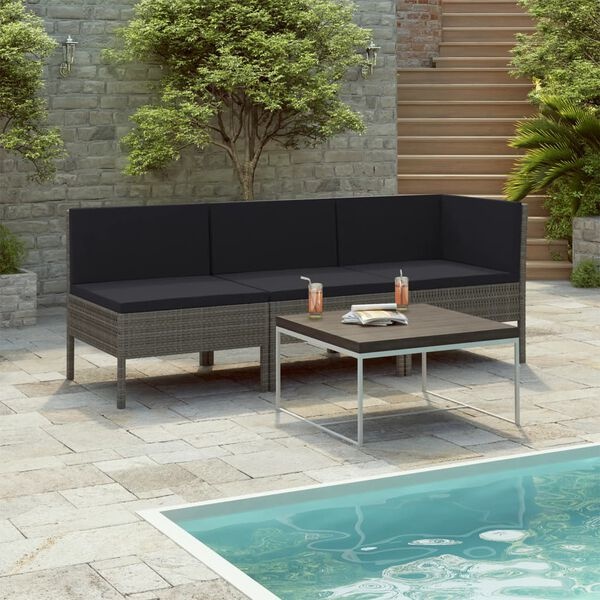 VidaXL Loungeset Poly Rattan Grijs (55% Korting)