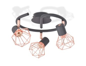 vidaXL Plafondlamp 3 Spotlights E14 Zwart/Koper - 35% Korting!