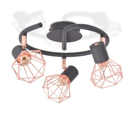 vidaXL Plafondlamp 3 Spotlights E14 Zwart/Koper - 35% Korting!