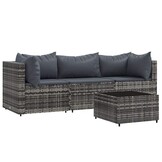 vidaXL 4-delige Loungeset (30% korting) - Poly Rattan Grijs