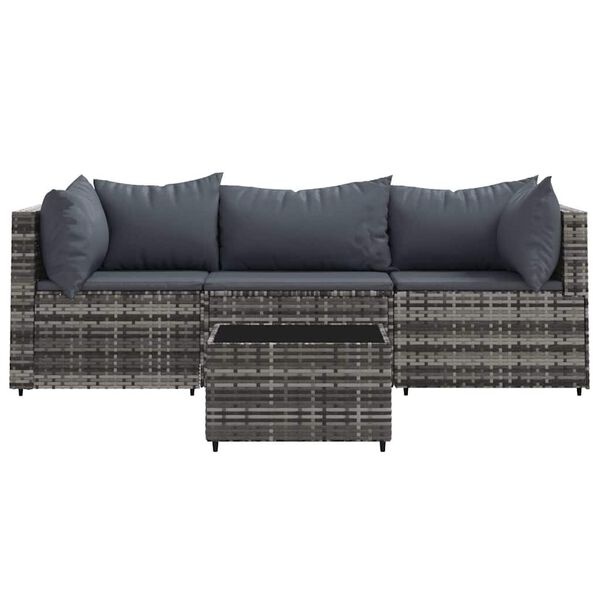 vidaXL 4-delige Loungeset (30% korting) - Poly Rattan Grijs