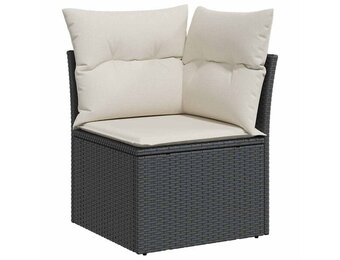 vidaXL Tuinhoekbank Poly Rattan Zwart - 30% Korting