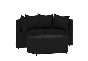 vidaXL 3-delige Loungeset Poly Rattan Zwart | 50% Korting