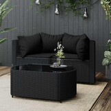 vidaXL 3-delige Loungeset Poly Rattan Zwart | 50% Korting