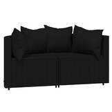 vidaXL 3-delige Loungeset Poly Rattan Zwart | 50% Korting