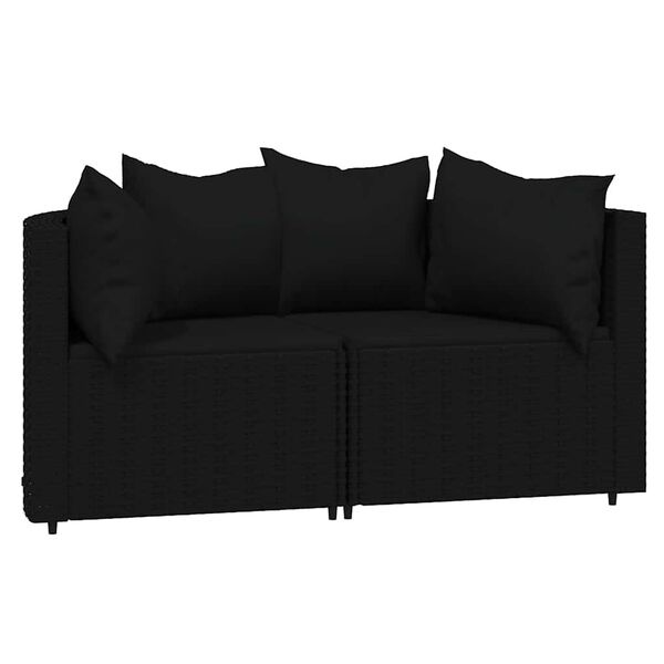 vidaXL 3-delige Loungeset Poly Rattan Zwart | 50% Korting