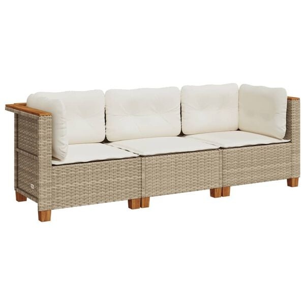 vidaXL 3-zits Tuinbank Poly Rattan Beige - 50% Korting!