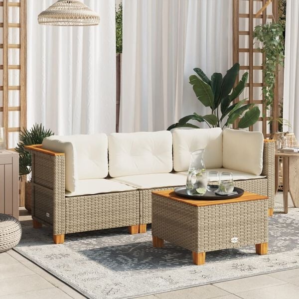 vidaXL 3-zits Tuinbank Poly Rattan Beige - 50% Korting!