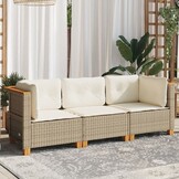 vidaXL 3-zits Tuinbank Poly Rattan Beige - 50% Korting!