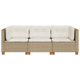 vidaXL 3-zits Tuinbank Poly Rattan Beige - 50% Korting!