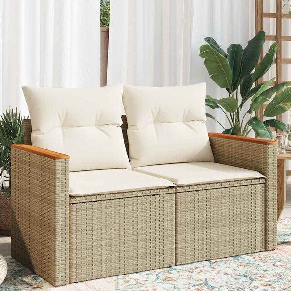 vidaXL Tuinbank 2-zits Poly Rattan Beige - 30% Korting!