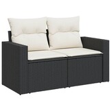 VidaXL Tuinbank 2-zits, Poly Rattan Zwart met Kussens - 35% Korting!