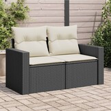 VidaXL Tuinbank 2-zits, Poly Rattan Zwart met Kussens - 35% Korting!