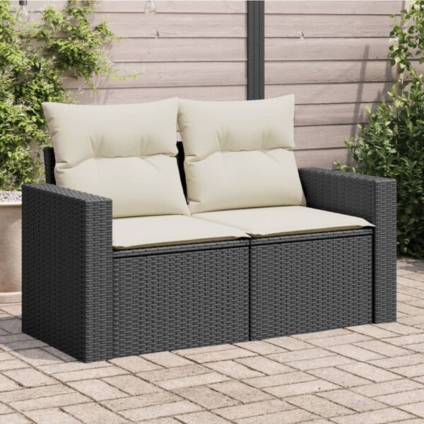 VidaXL Tuinbank 2-zits, Poly Rattan Zwart met Kussens - 35% Korting!