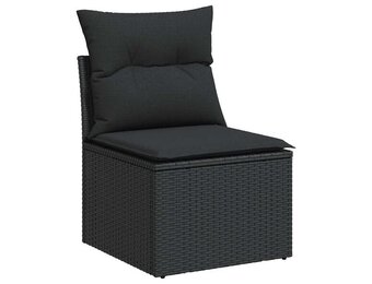 vidaXL Tuinbank Poly Rattan Zwart - 30% Korting