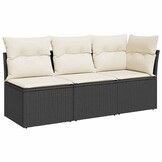 vidaXL Tuinbank 3-zits Poly Rattan Zwart - Nu 30% Korting!