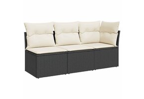 vidaXL Tuinbank 3-zits Poly Rattan Zwart - Nu 30% Korting!