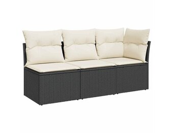 vidaXL Tuinbank 3-zits Poly Rattan Zwart - Nu 30% Korting!