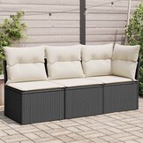 vidaXL Tuinbank 3-zits Poly Rattan Zwart - Nu 30% Korting!