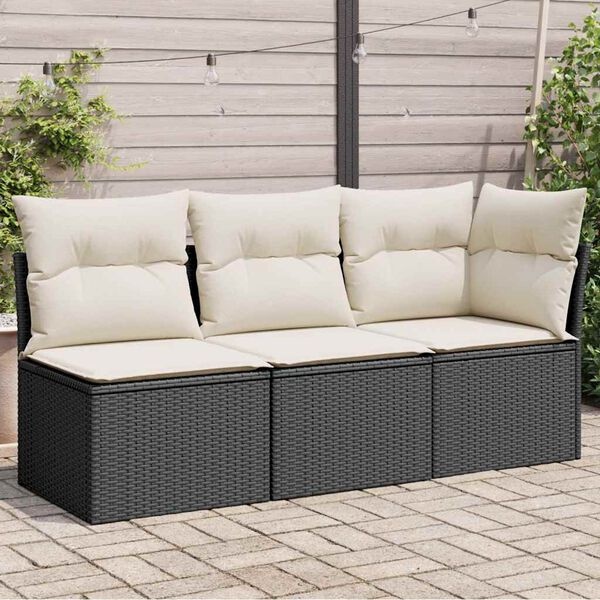 vidaXL Tuinbank 3-zits Poly Rattan Zwart - Nu 30% Korting!