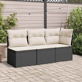 vidaXL Tuinbank 3-zits Poly Rattan Zwart - Nu 30% Korting!