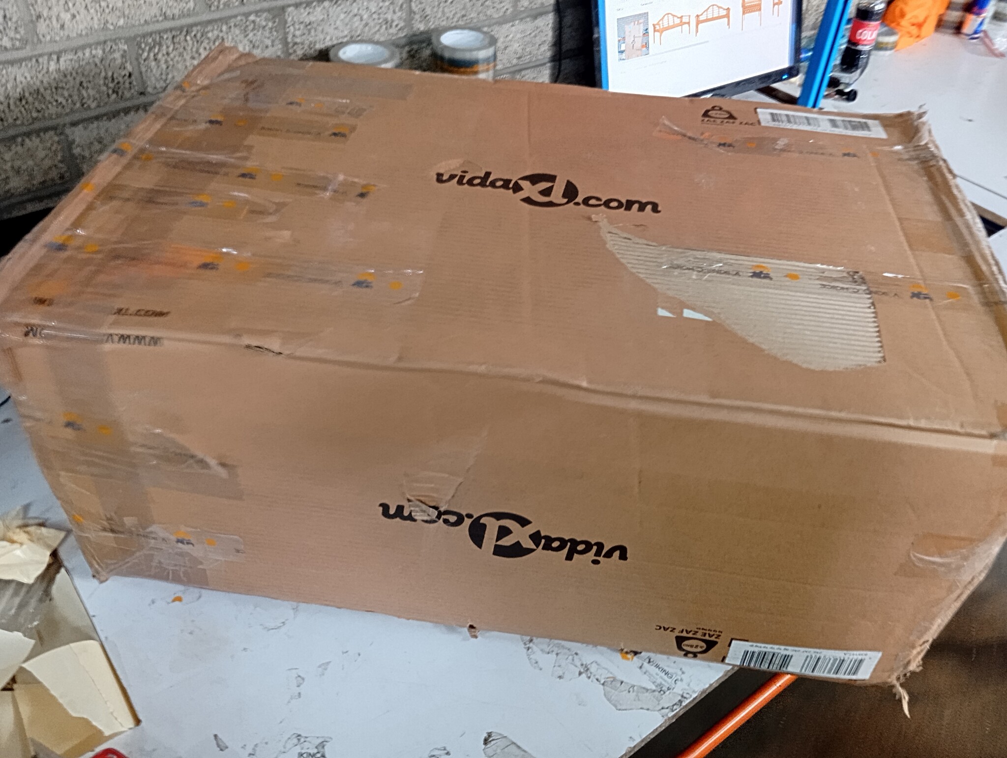 vidaXL Tuinbank met kussens & voetenbank - 55% korting