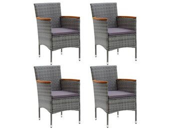vidaXL Tuinstoelen 4 st. Poly Rattan Grijs - 55% Korting