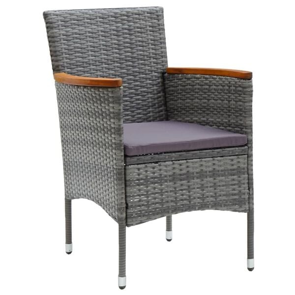 vidaXL Tuinstoelen 4 st. Poly Rattan Grijs - 55% Korting