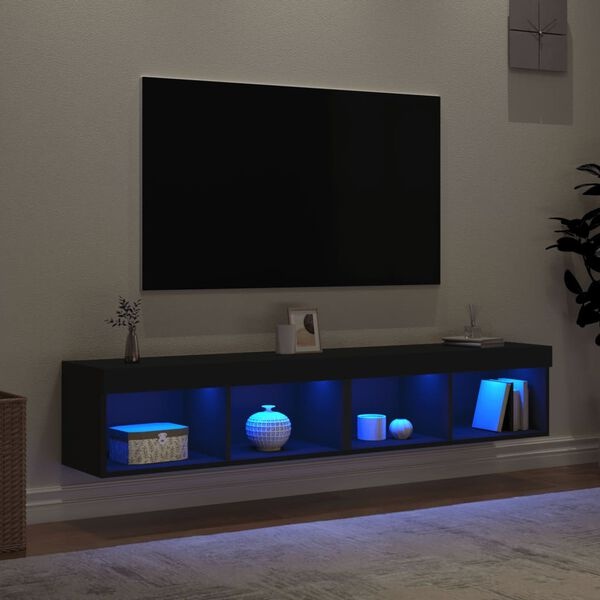 VidaXL TV-meubels met LED 2 st. Zwart - 30% Korting!