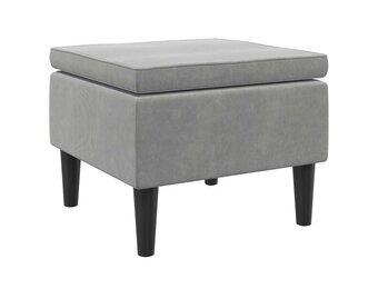 vidaXL Kruk Fluweel Lichtgrijs met Houten Poten - Nu 55% Korting!