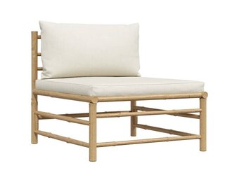 vidaXL Bamboe Middenbank met Crèmewitte Kussens - 35% Korting!