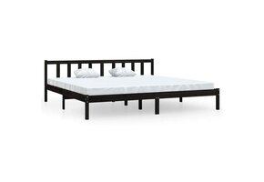 vidaXL Bedframe Grenenhout Zwart 200x200 cm - Nu 50% Korting!