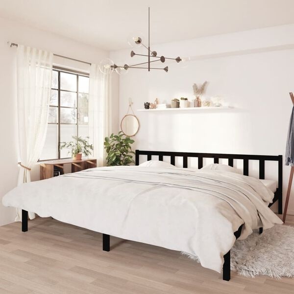 vidaXL Bedframe Grenenhout Zwart 200x200 cm - Nu 50% Korting!