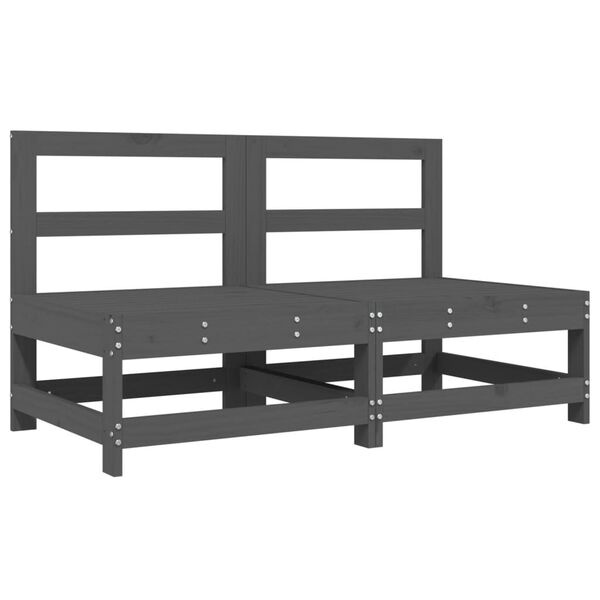 vidaXL Tuinmiddenbanken 2 st massief grenenhout grijs - 30% korting!