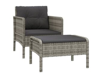 vidaXL Loungeset Poly Rattan Grijs - 30% Korting!