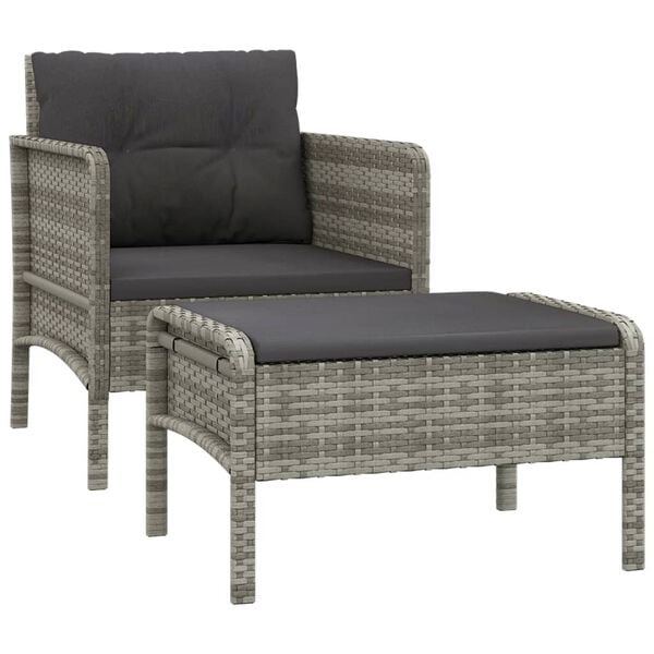 vidaXL Loungeset Poly Rattan Grijs - 30% Korting!