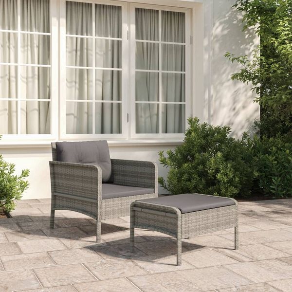 vidaXL Loungeset Poly Rattan Grijs - 30% Korting!