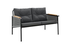 vidaXL Tuinbank met Kussens (116 cm, Staal Zwart) - 40% Korting!