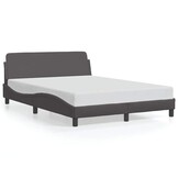 vidaXL Bedframe met Hoofdbord - Kunstleer Grijs 120x200 cm - 30% Korting!