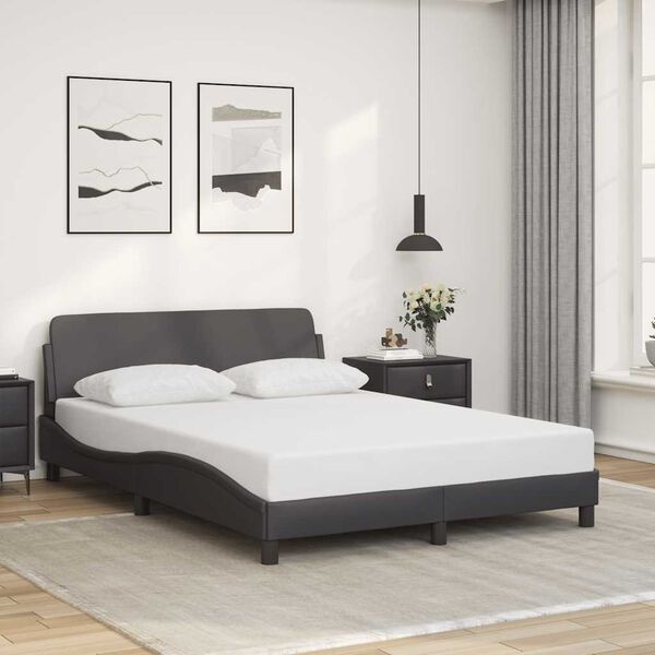 vidaXL Bedframe met Hoofdbord - Kunstleer Grijs 120x200 cm - 30% Korting!