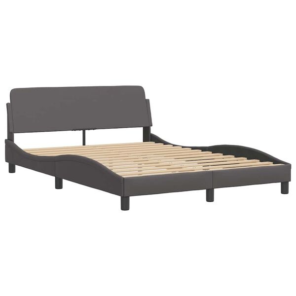 vidaXL Bedframe met Hoofdbord - Kunstleer Grijs 120x200 cm - 30% Korting!