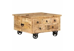 VidaXL Salontafel Ruw Mangohout 70x70x40 cm - 55% Korting