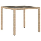 vidaXL Tuintafel Poly Rattan Beige - 30% Korting