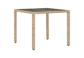 vidaXL Tuintafel Poly Rattan Beige - 30% Korting