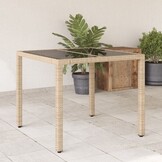 vidaXL Tuintafel Poly Rattan Beige - 30% Korting