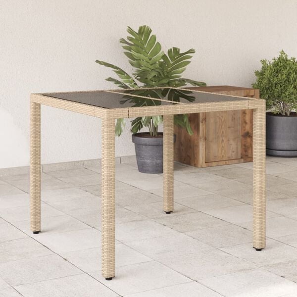 vidaXL Tuintafel Poly Rattan Beige - 30% Korting