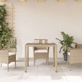 vidaXL Tuintafel Poly Rattan Beige - 30% Korting