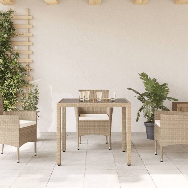 vidaXL Tuintafel Poly Rattan Beige - 30% Korting