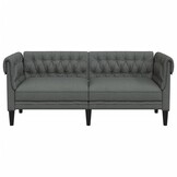 vidaXL Tweezitsbank Chesterfield-stijl stof donkergrijs - 30% Korting!