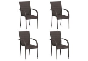 vidaXL Tuinstoelen Stapelbaar - 4x Poly Rattan Bruin - 30% Korting